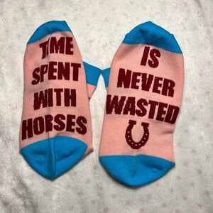 Blue and Pink Novelty Horse design Socks